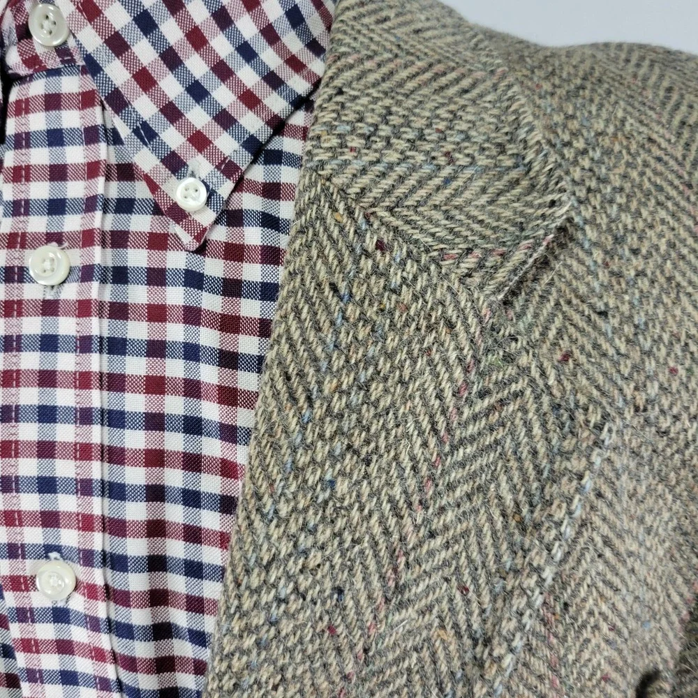 VTG Levi's Men's Tweed Sport Coat Blazer Two Button Herringbone Brown‎ Wool 44L